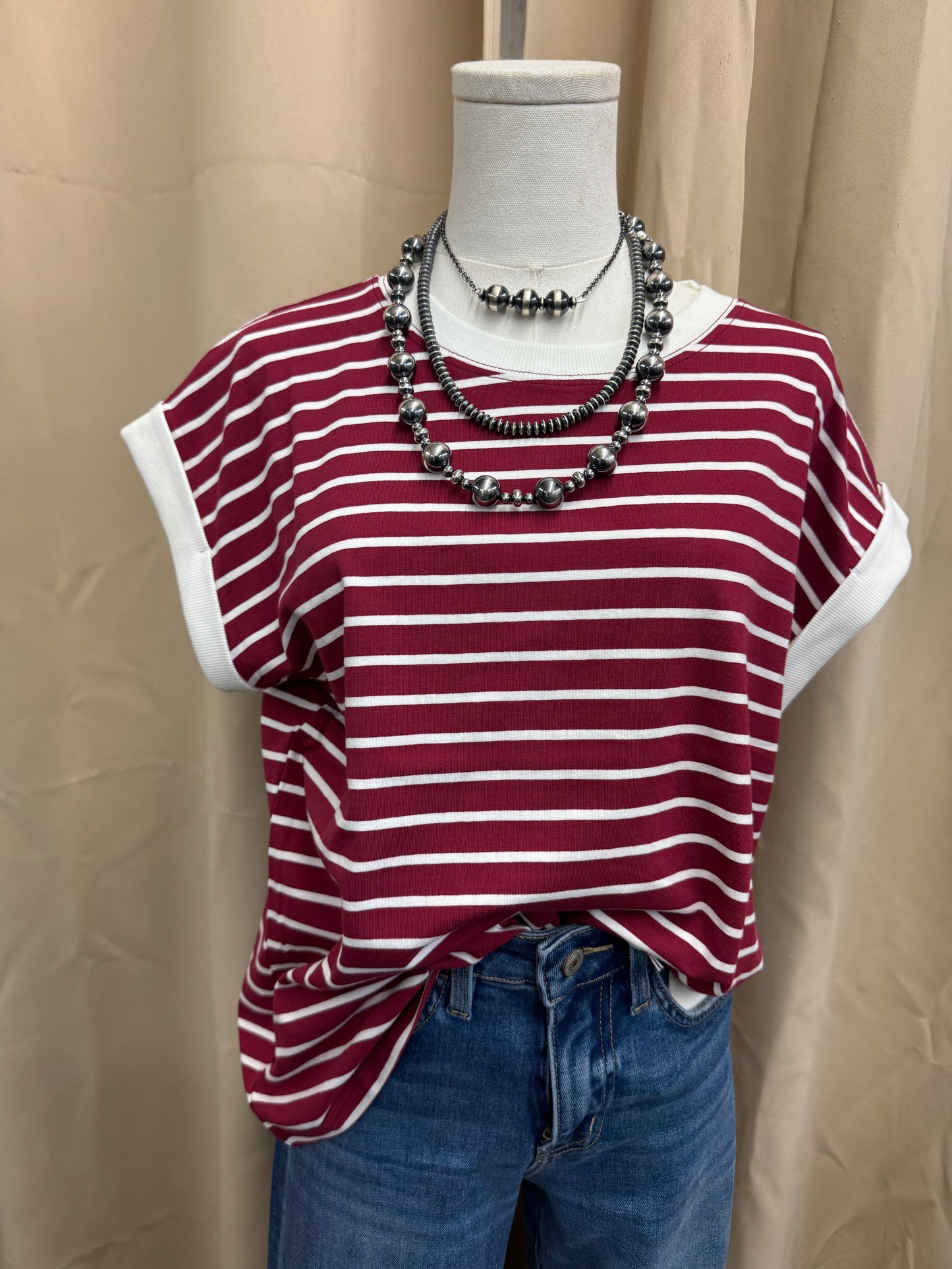 Burgundy Striped Top