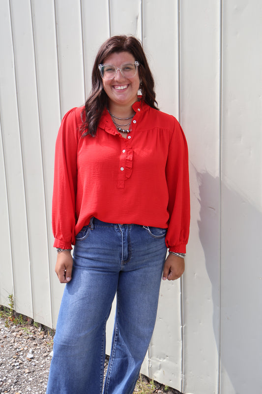 Red Ruffle Top