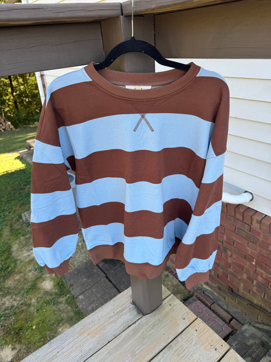 Chocolate and Blue Striped Top