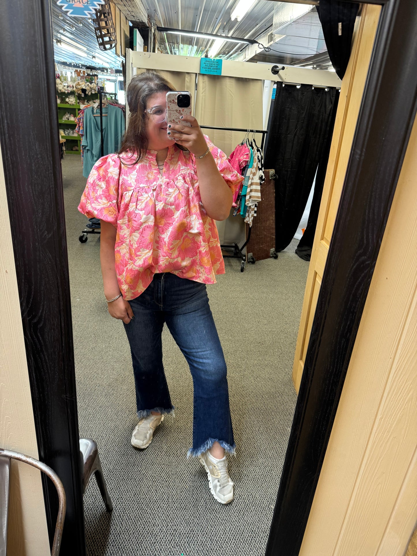 Pink & Orange Jacquard Top