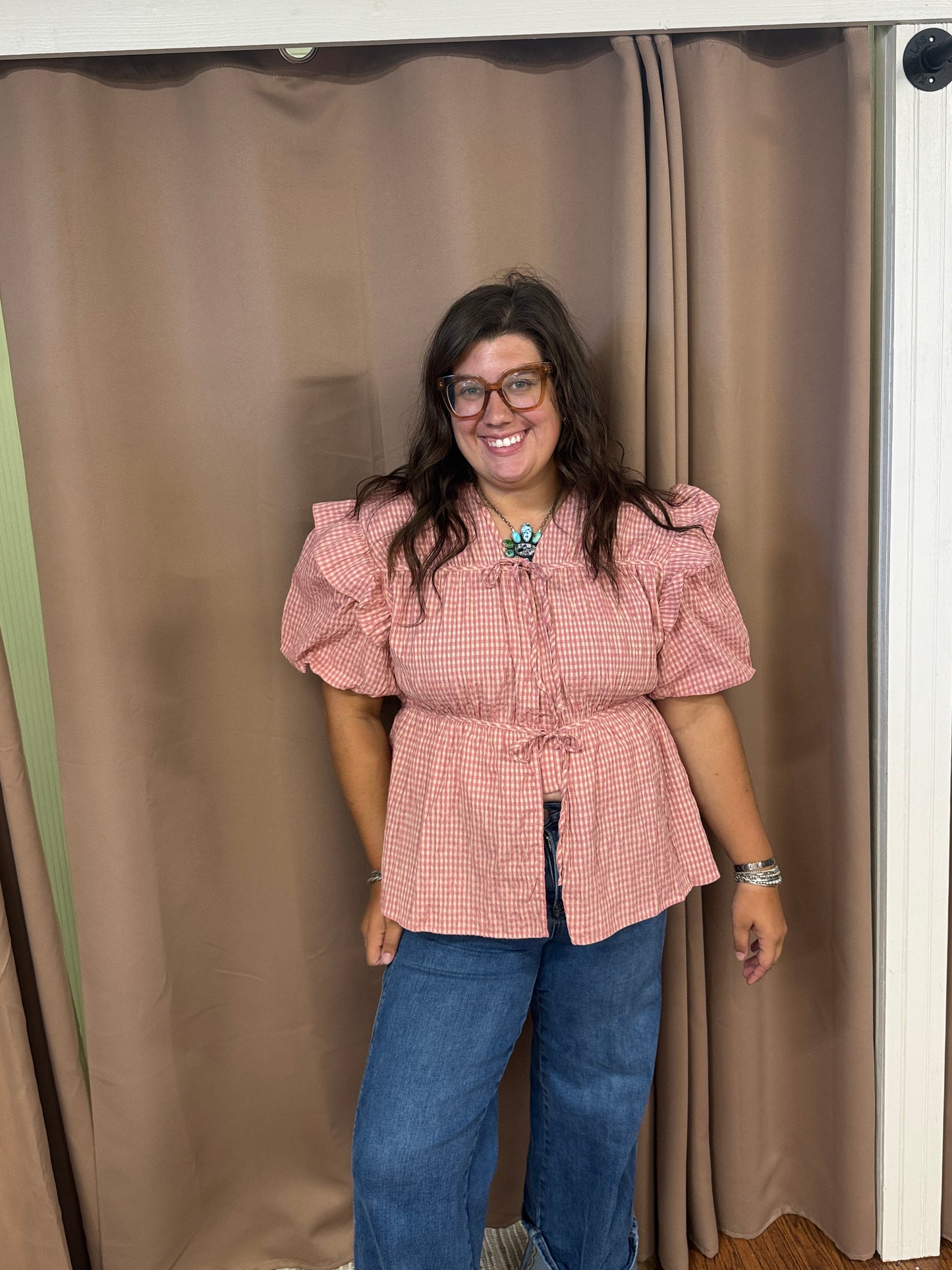 Blush Gingham Top
