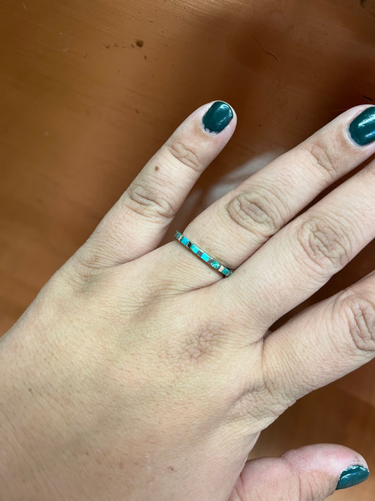 Turquoise Inlay Stacker Ring