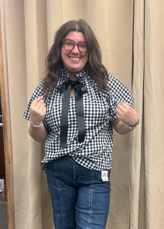 Gingham Tie Front Top