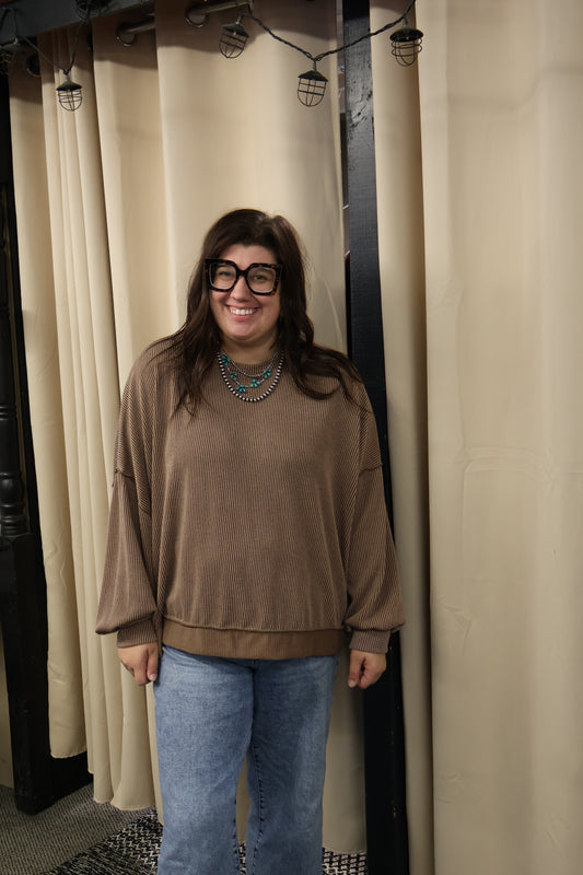 Camel Ribbed Pullover