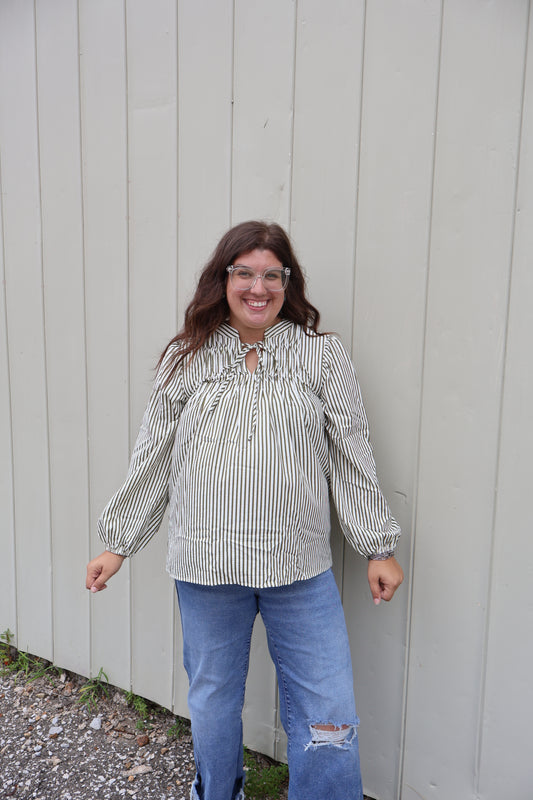 Green Striped Top