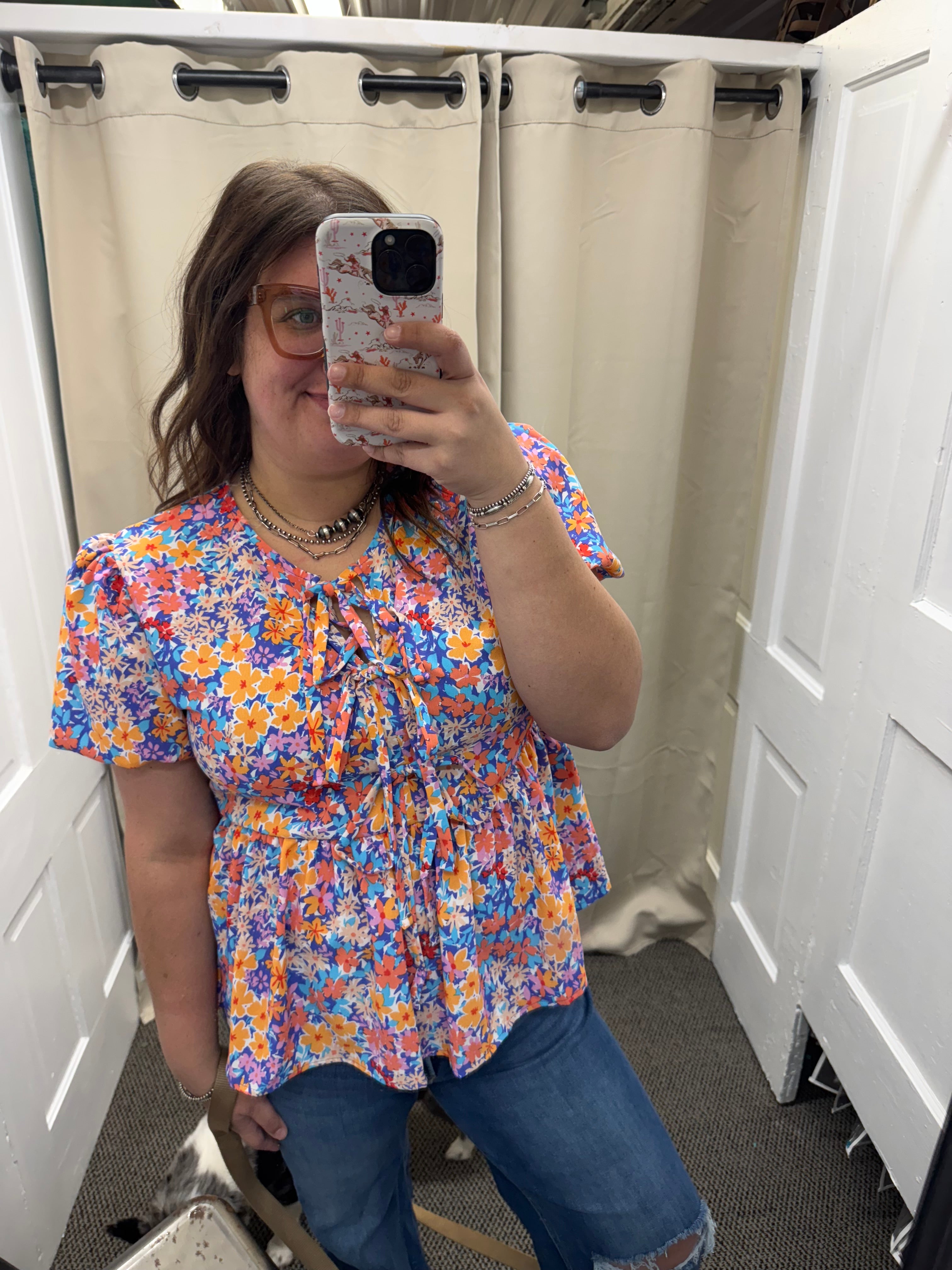 Floral Front Tie Top