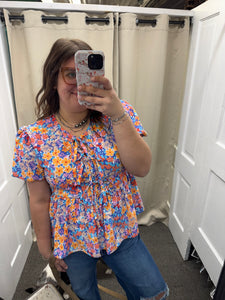 Floral Front Tie Top