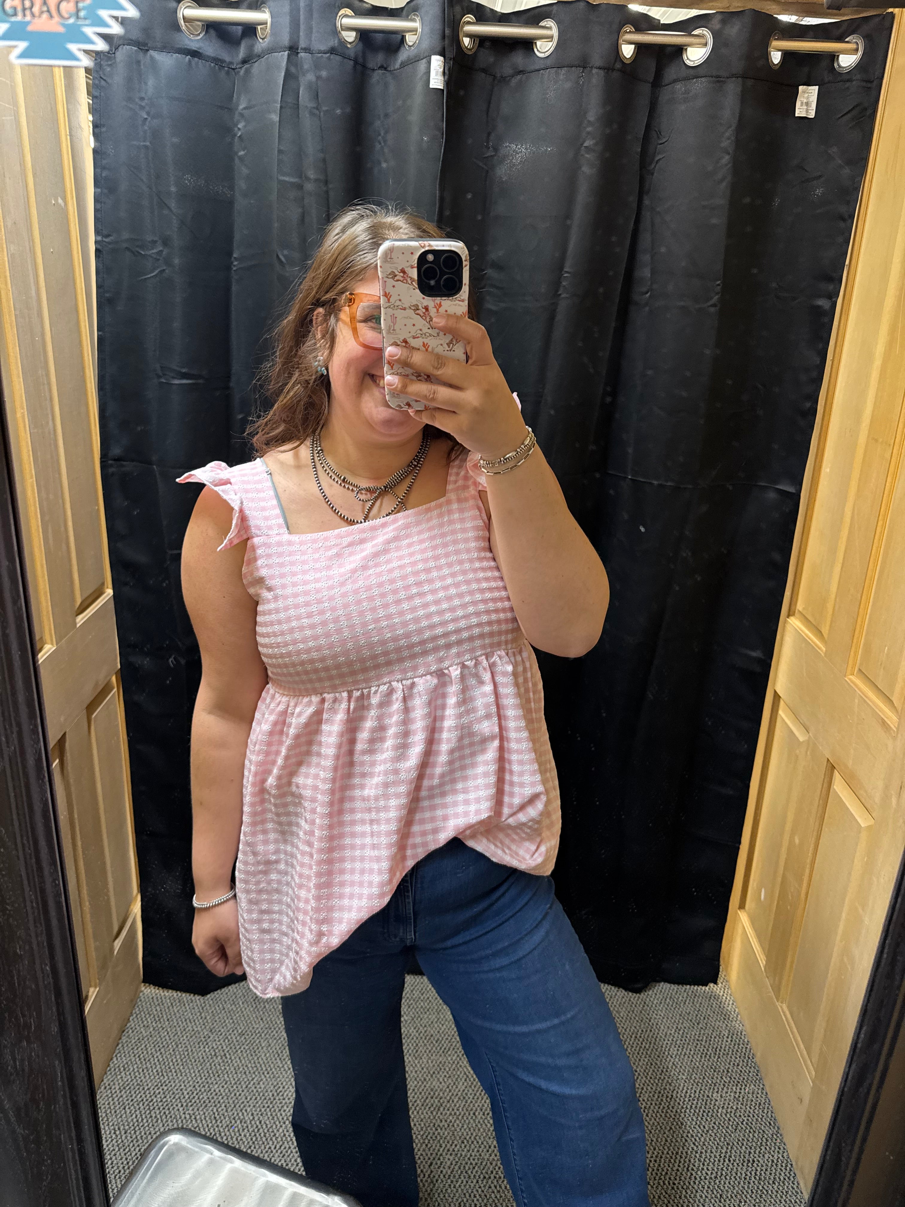 Pink Gingham Tank