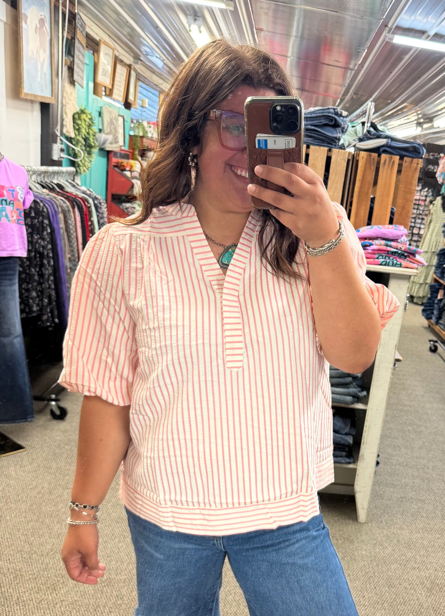 Blush Pink Striped Top