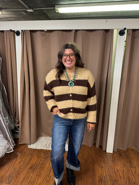 Brown Striped Cardigan