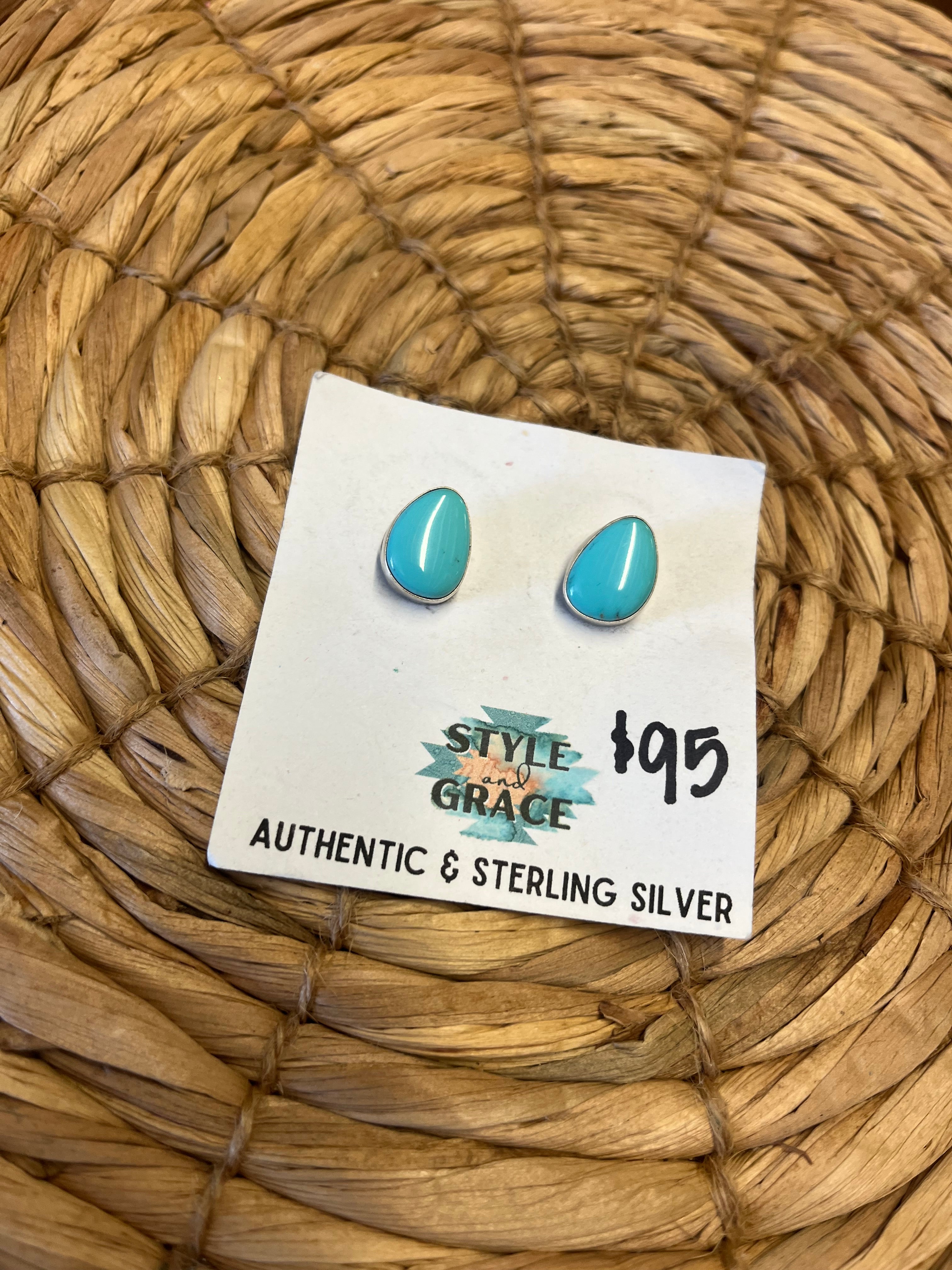 Turquoise Abstract Stud Earrings