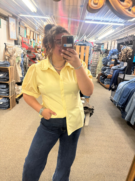 Yellow Ruffle Collar Top
