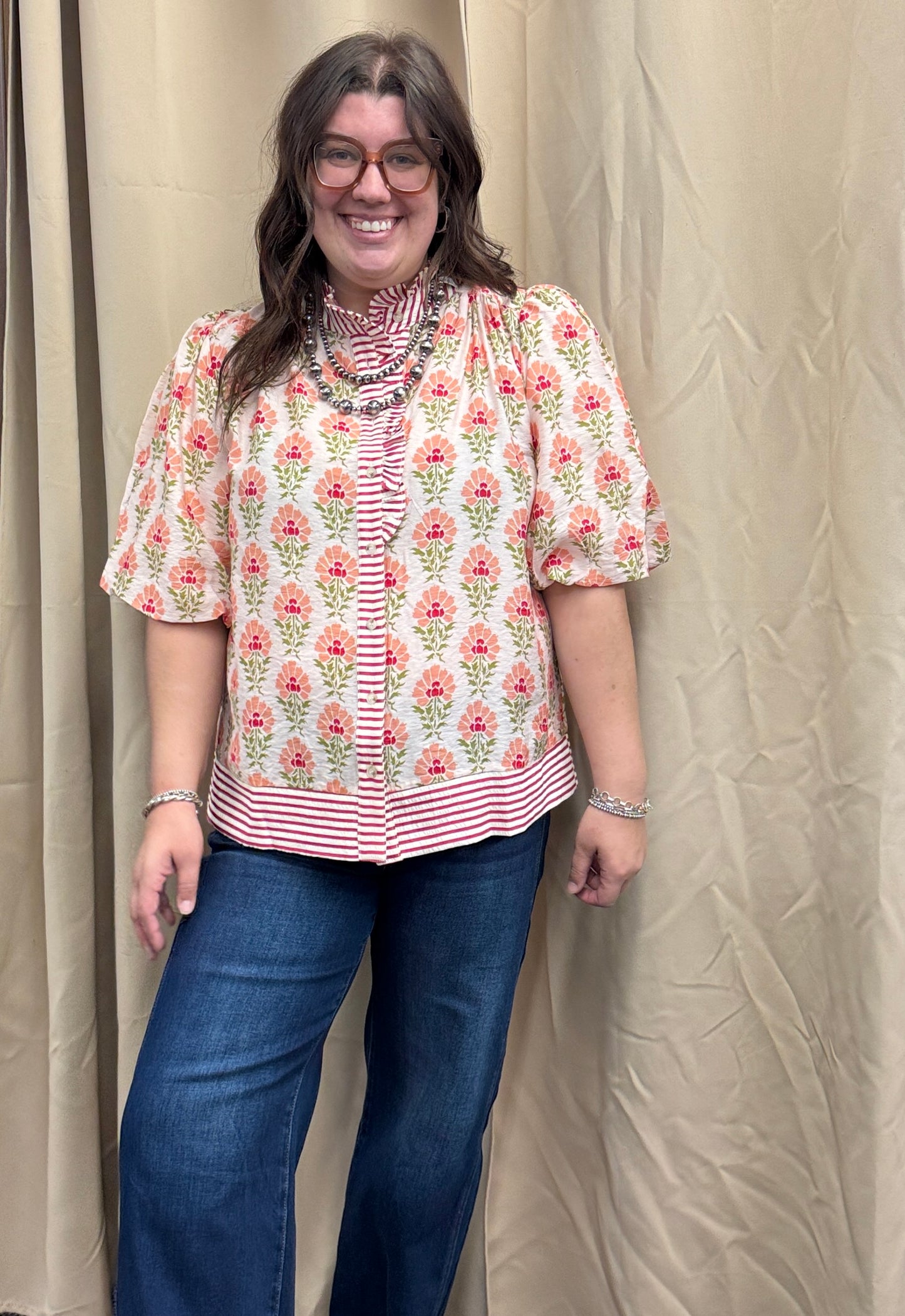 Peach Floral Top