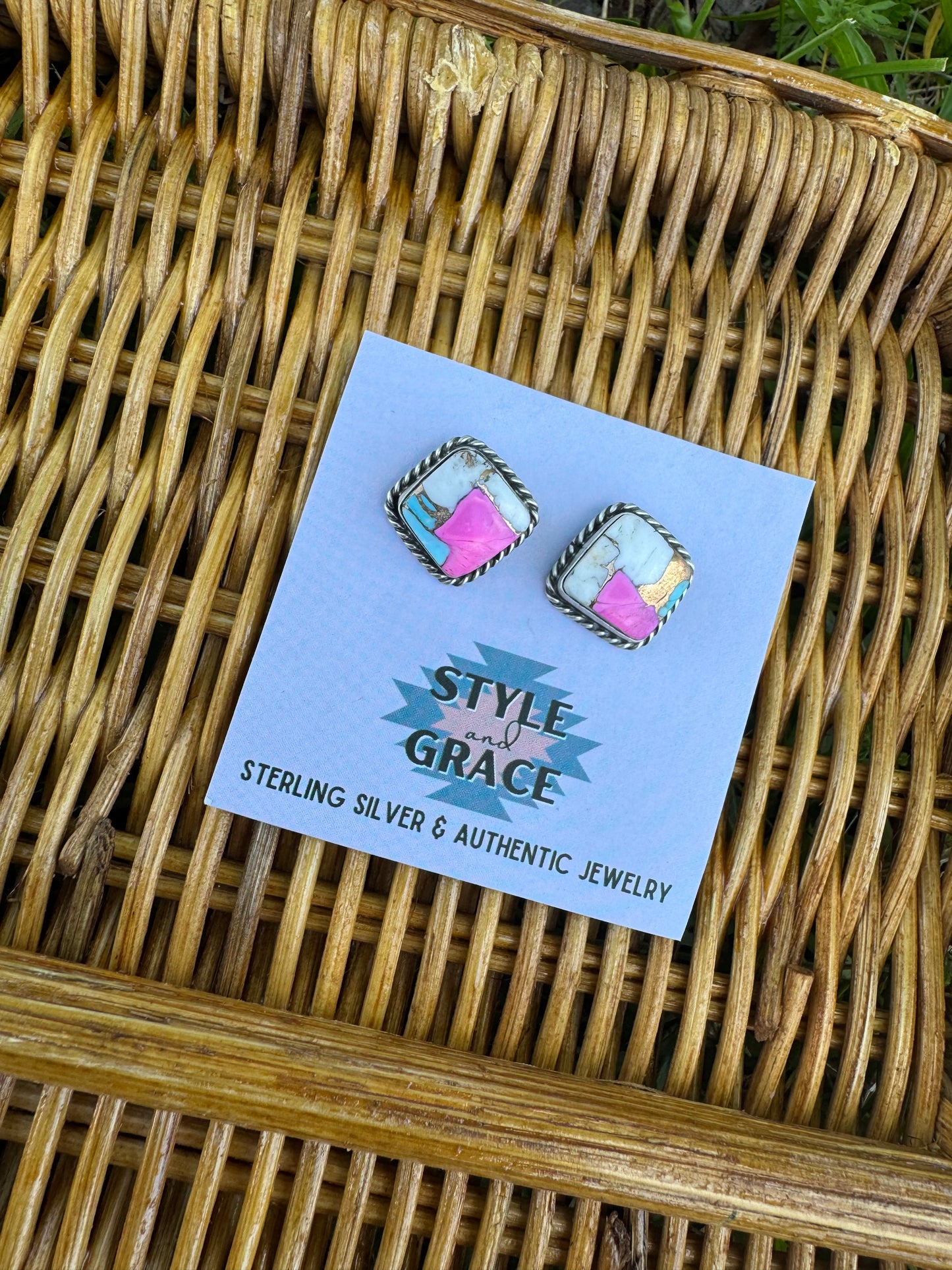 Cotton Candy Square Earrings