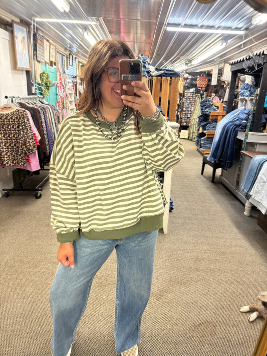 Olive Striped Long Sleeve