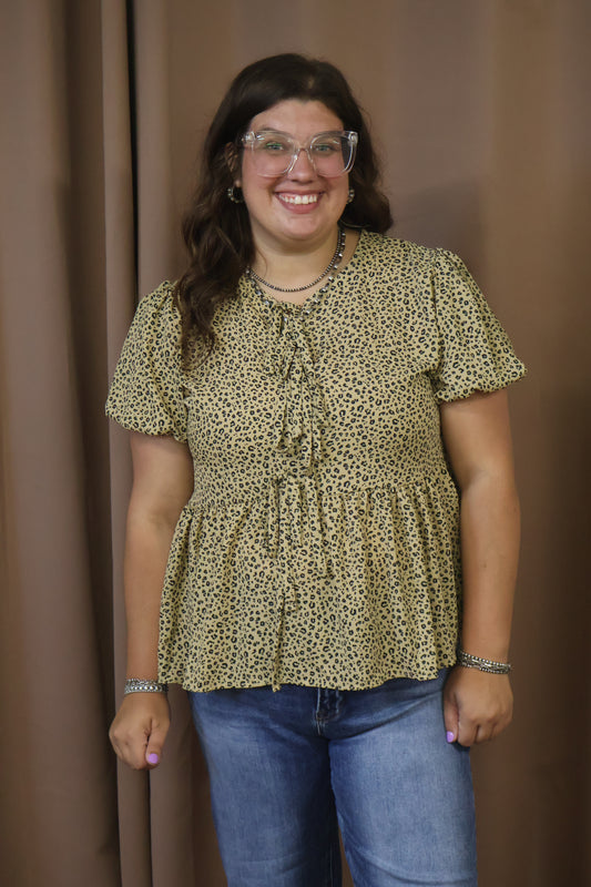 Tan Leopard Print Top