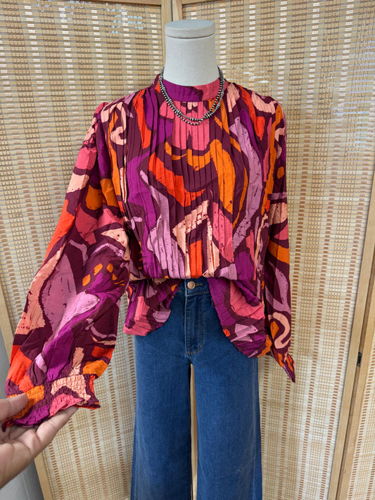 Maroon & Pink Floral Long Sleeve