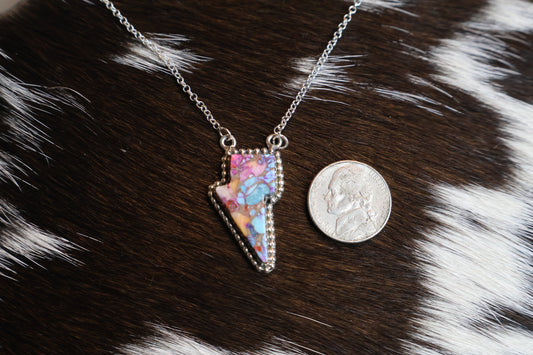 Pink Dahlia Bolt Necklace