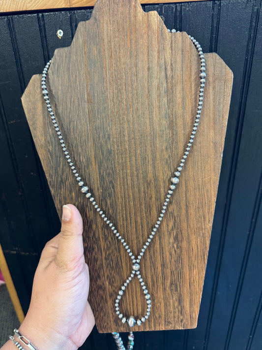 Graduated Pearl Hoop Necklace- 23 Inches