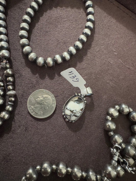 White Buffalo Oval Pendant