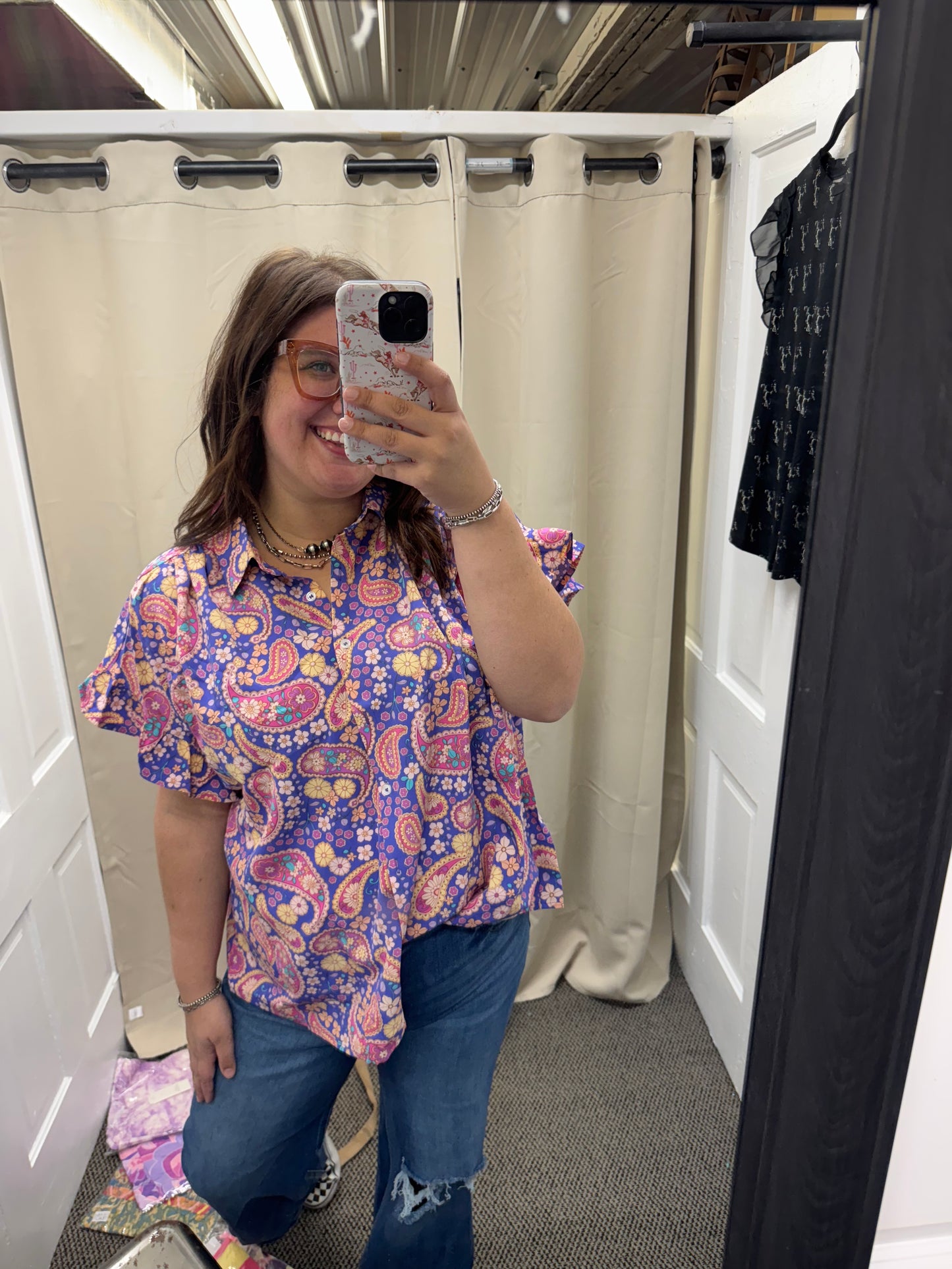 Purple Paisley Flutter Sleeve
