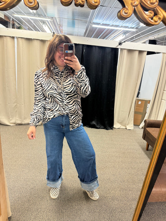 Zebra Print Button Up