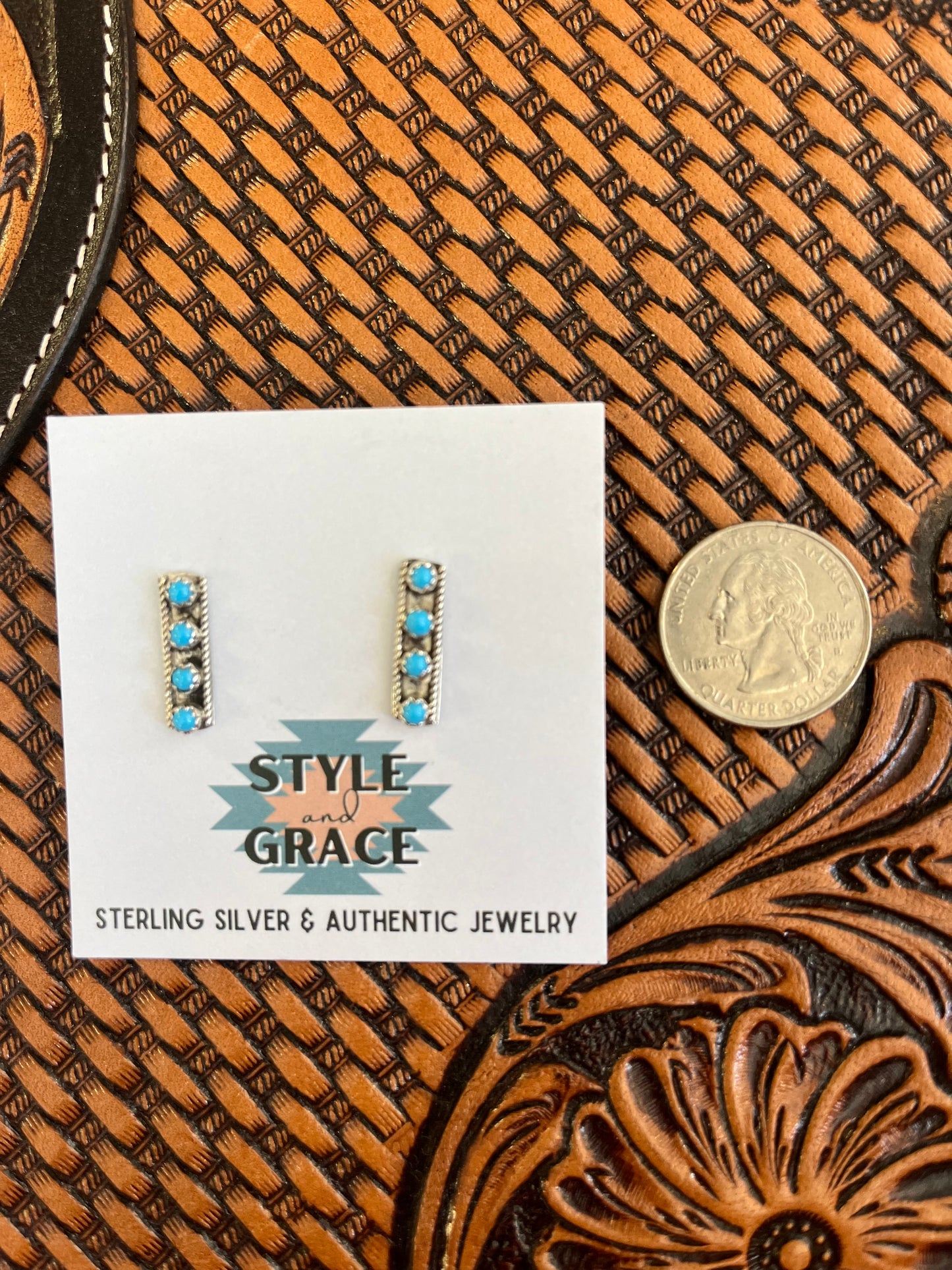 Turquoise Bar Drop Earrings
