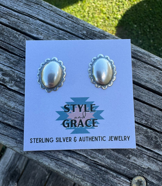 Oval Concho Earrings