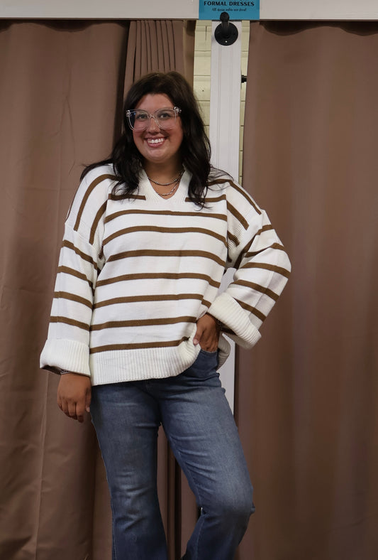 Brown Striped Sweater