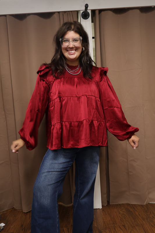 Burgundy Shiny Top