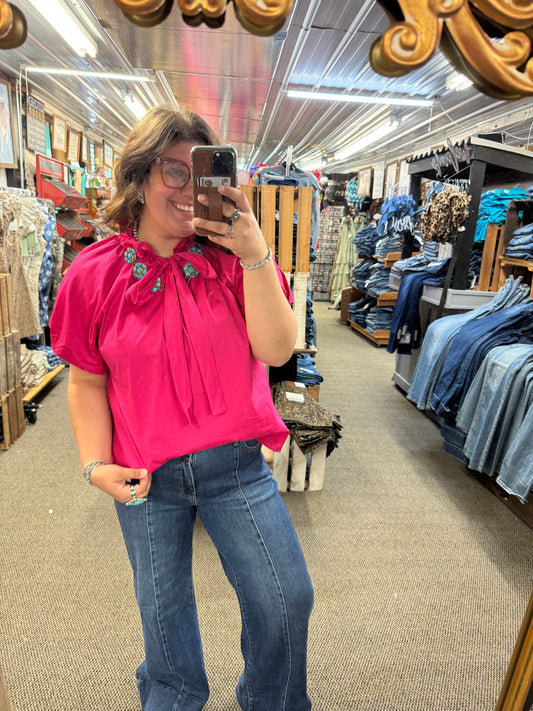 Pink Tie Front Top