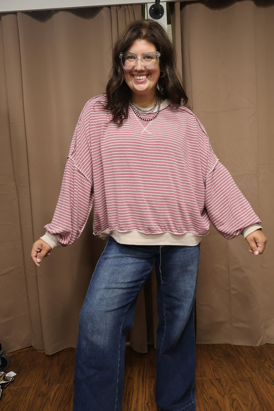 Raspberry Striped Pullover