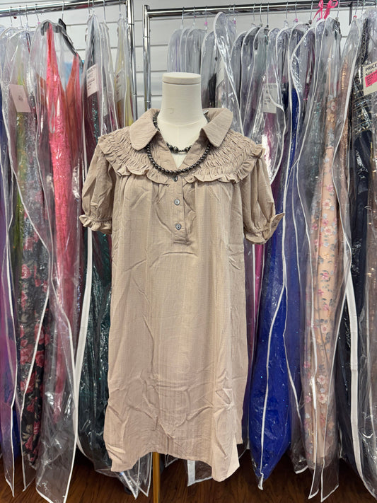 Taupe collared dress