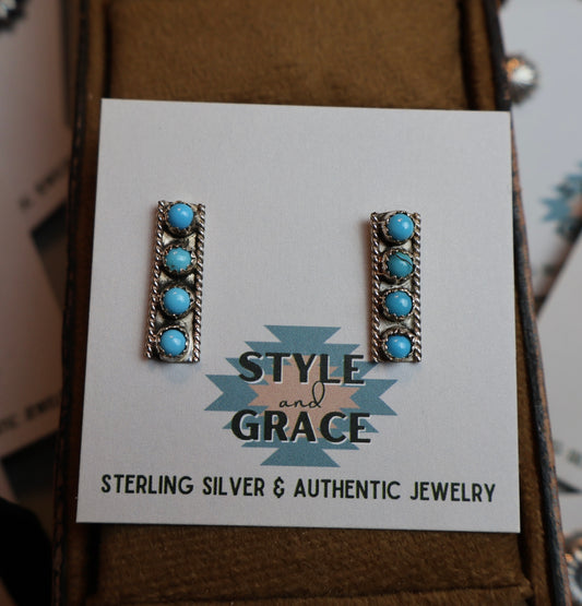 Large Turquoise Bar Drop Earrings