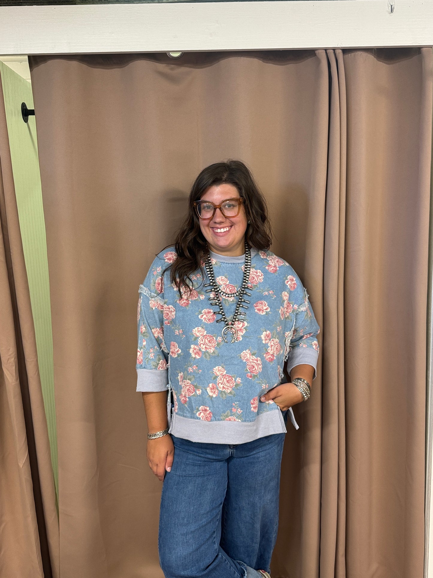 Blush Denim Top