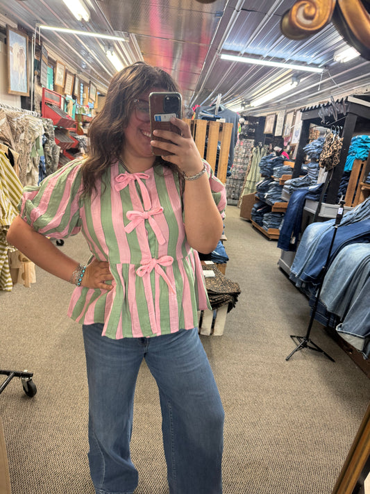 Strawberry Mint Tie Front