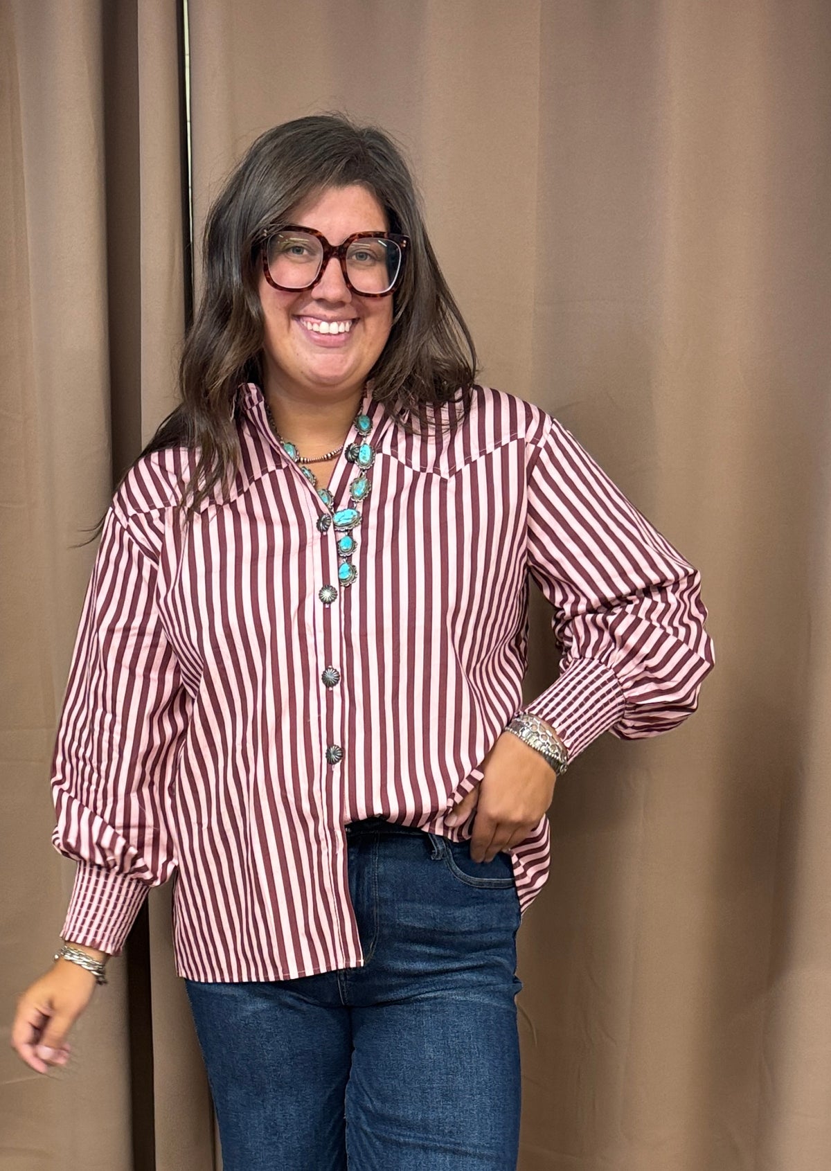 Maroon and Mauve Striped Top