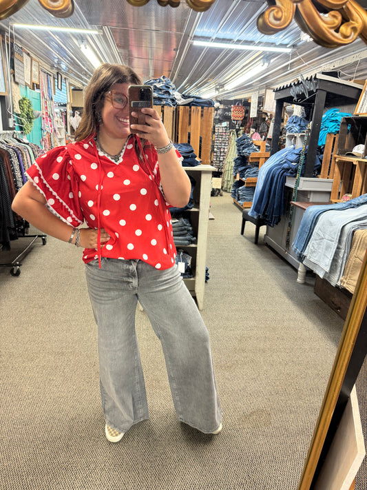 Red Polka Dot Top