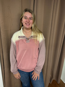 Pink Colorblock Pullover