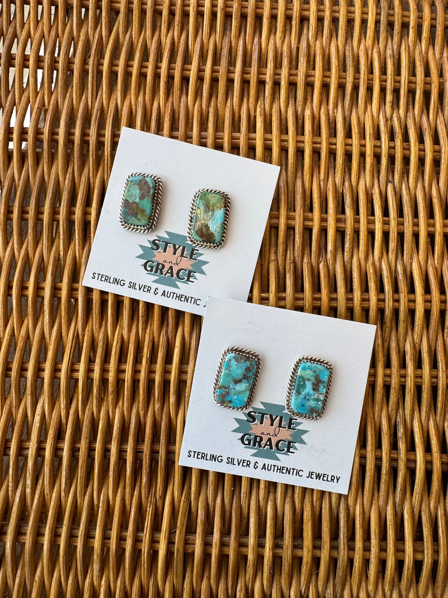 Rectangle Turquoise Earrings