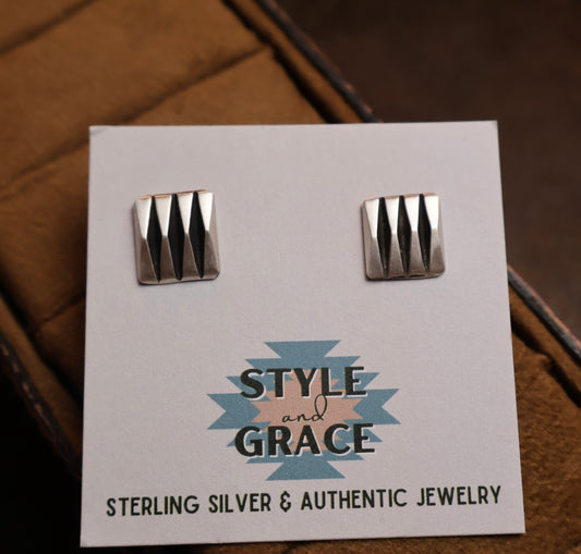 Silver Square Earrings