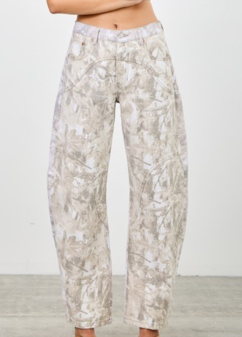 Sand Camo Barrel Jeans