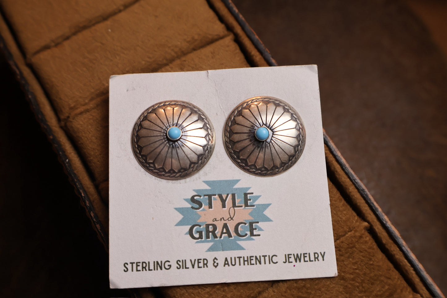 Medium Turquoise Concho Earrings