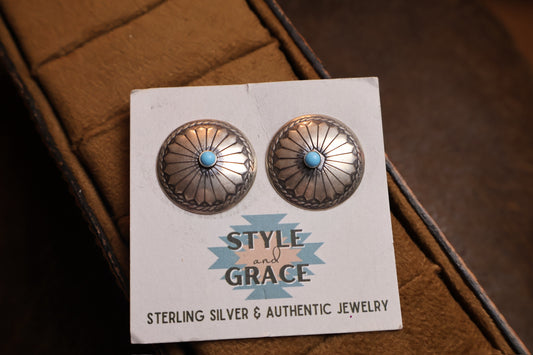 Medium Turquoise Concho Earrings