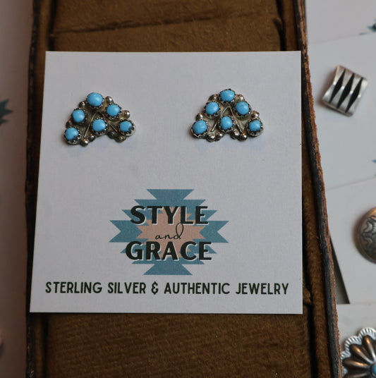 Turquoise Triangle Needle Earrings