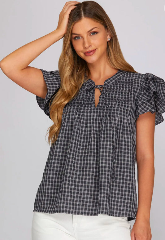 Black Gingham Top