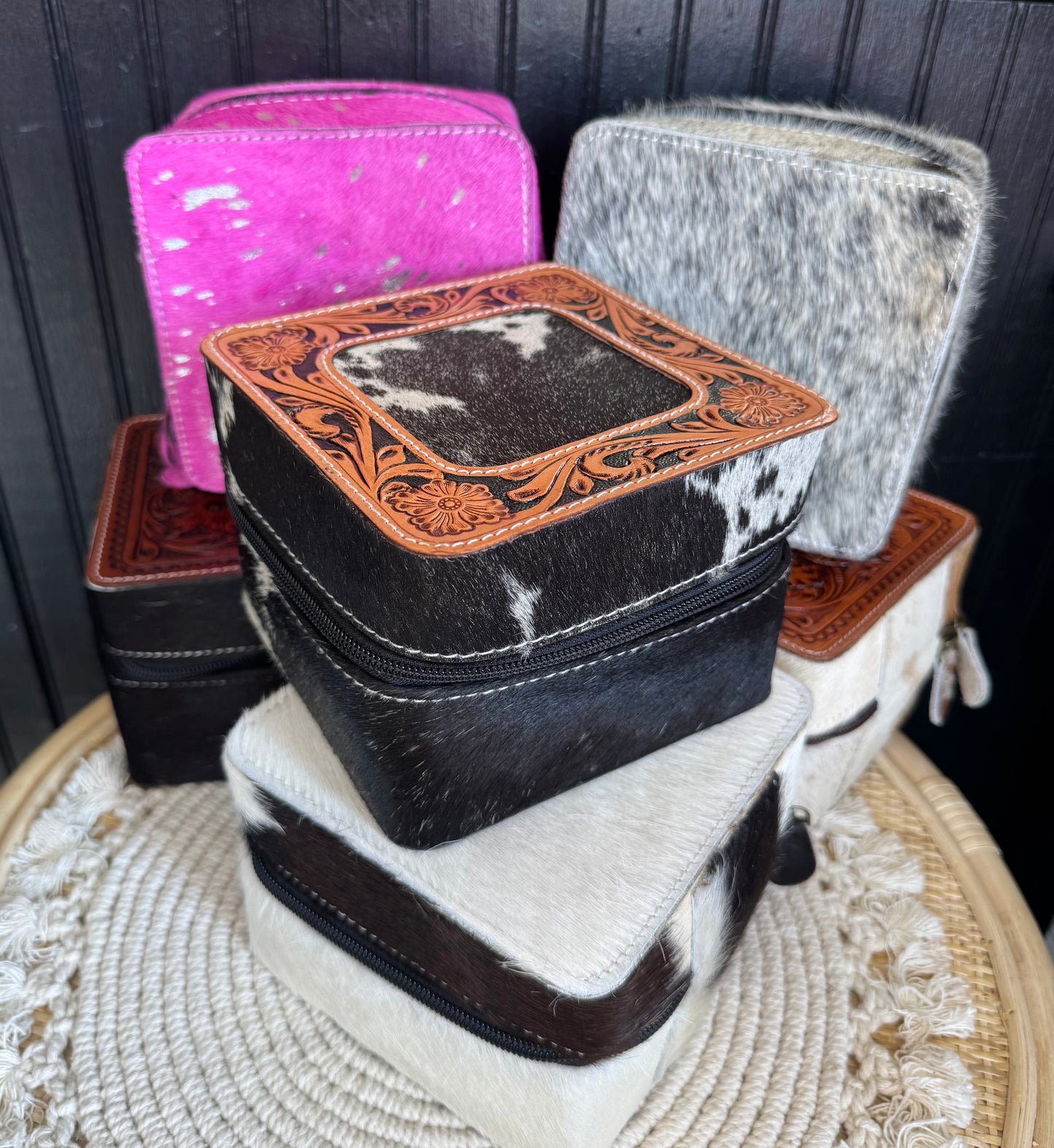 Square Cowhide Jewelry Boxes