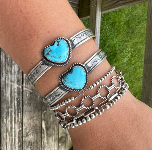 Turquoise Heart Cuff Bracelet
