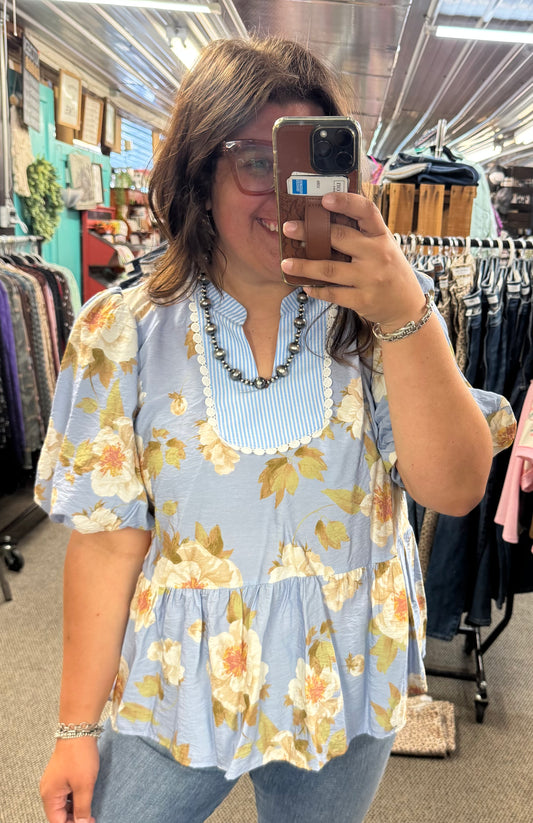 Sky Floral Top