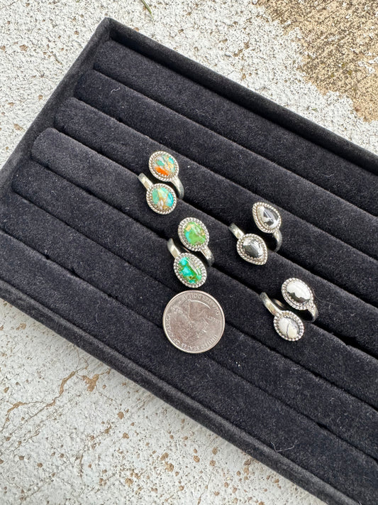 Adjustable Two Stone Rings